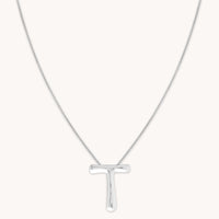 Necklaces & Bracelets - T Initial Bold Pendant Necklace in Silver - Pendant Necklace - Astrid & Miyu