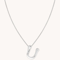 Necklaces & Bracelets - U Initial Bold Pendant Necklace in Silver - Pendant Necklace - Astrid & Miyu