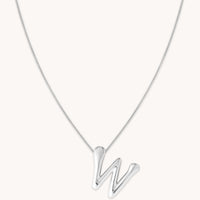 Necklaces & Bracelets - W Initial Bold Pendant Necklace in Silver - Pendant Necklace - Astrid & Miyu