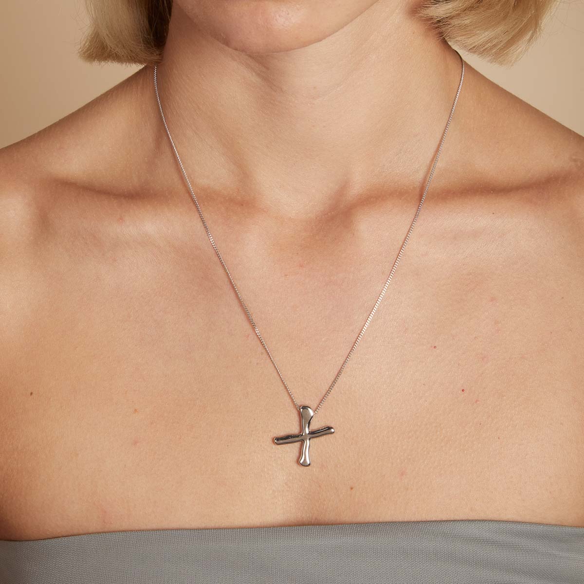 Necklaces & Bracelets - X Initial Bold Pendant Necklace in Silver - Pendant Necklace - Astrid & Miyu