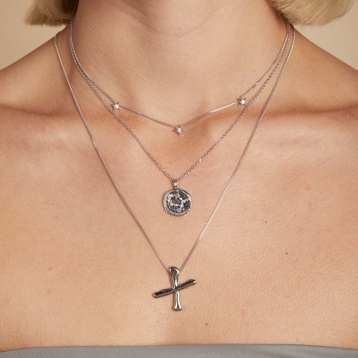 Necklaces & Bracelets - X Initial Bold Pendant Necklace in Silver - Pendant Necklace - Astrid & Miyu
