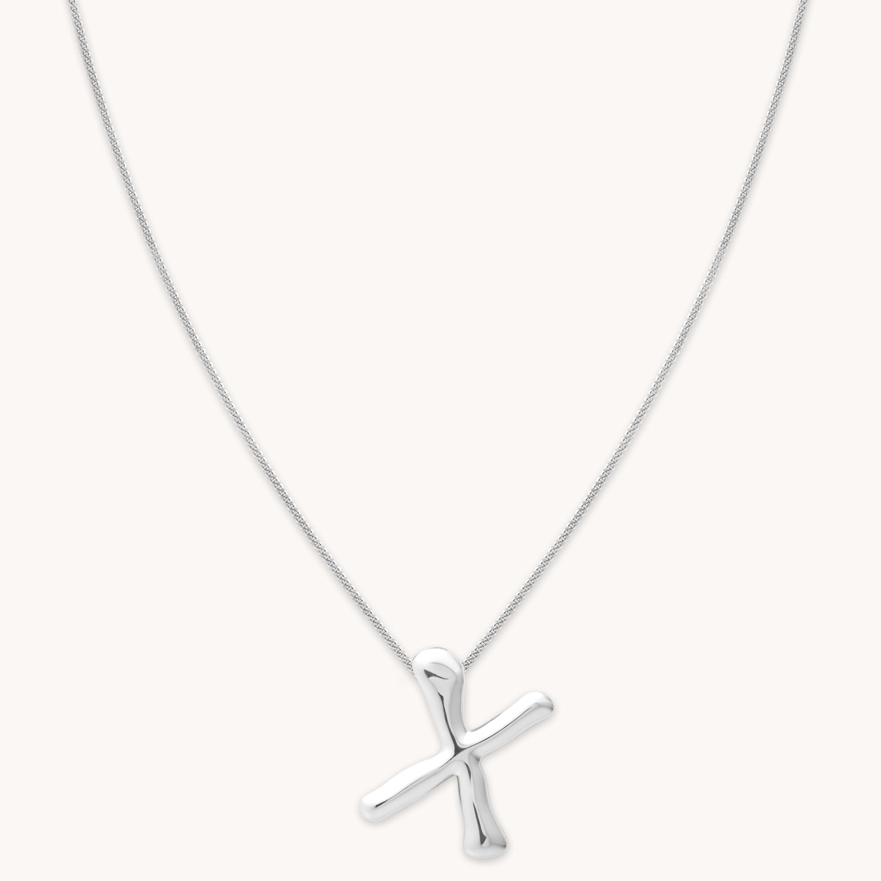 Necklaces & Bracelets - X Initial Bold Pendant Necklace in Silver - Pendant Necklace - Astrid & Miyu