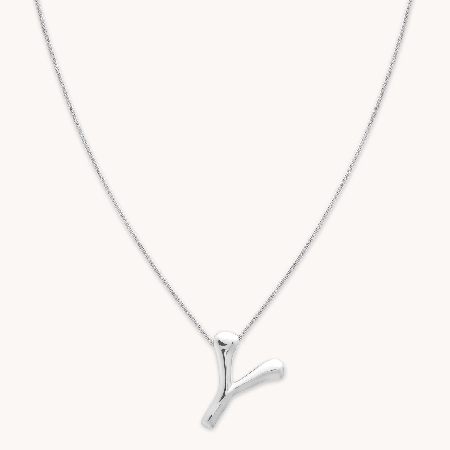 Necklaces & Bracelets - Y Initial Bold Pendant Necklace in Silver - Pendant Necklace - Astrid & Miyu