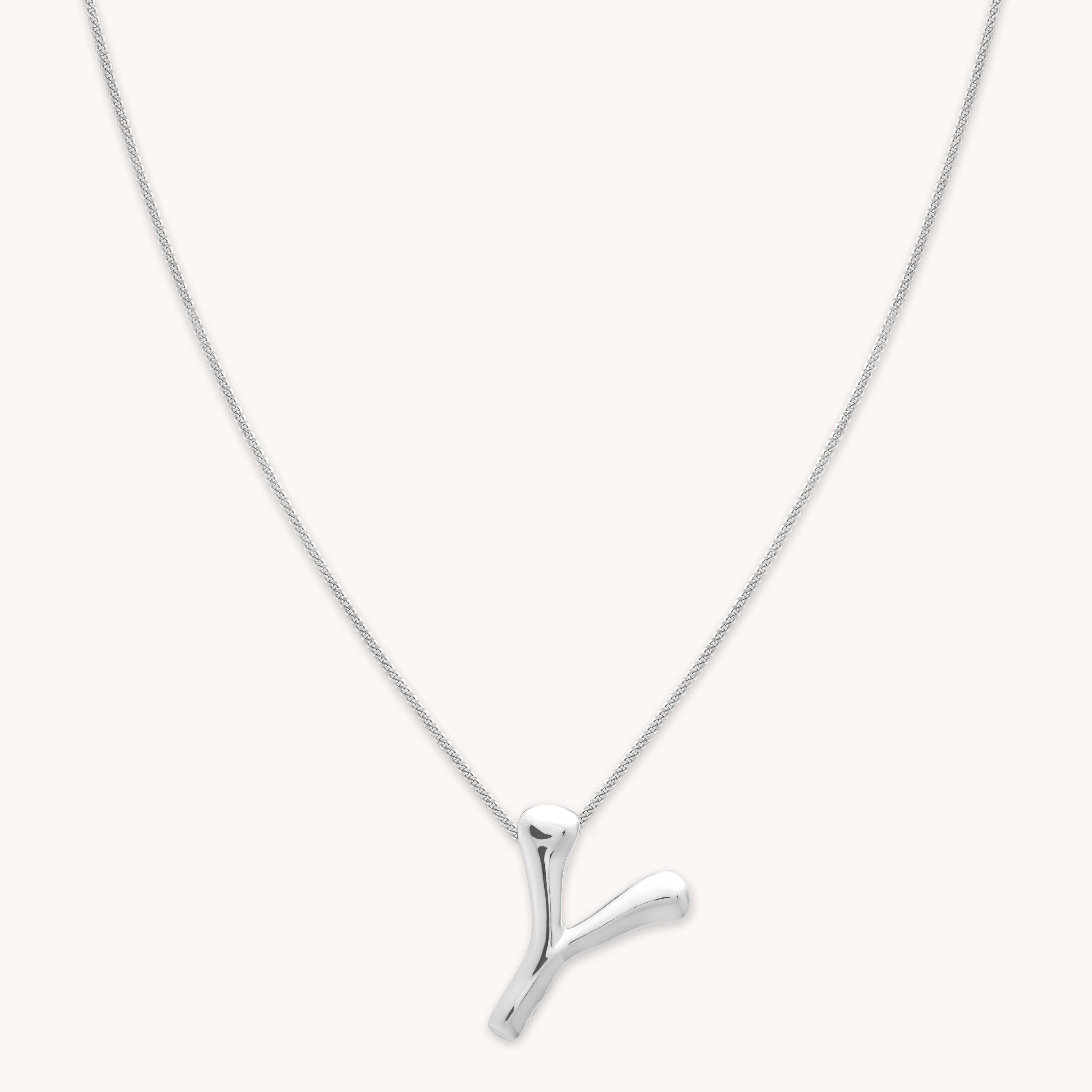 Necklaces & Bracelets - Y Initial Bold Pendant Necklace in Silver - Pendant Necklace - Astrid & Miyu