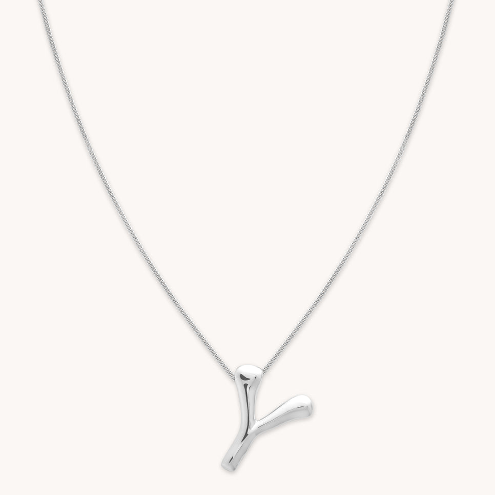 Necklaces & Bracelets - Y Initial Bold Pendant Necklace in Silver - Pendant Necklace - Astrid & Miyu