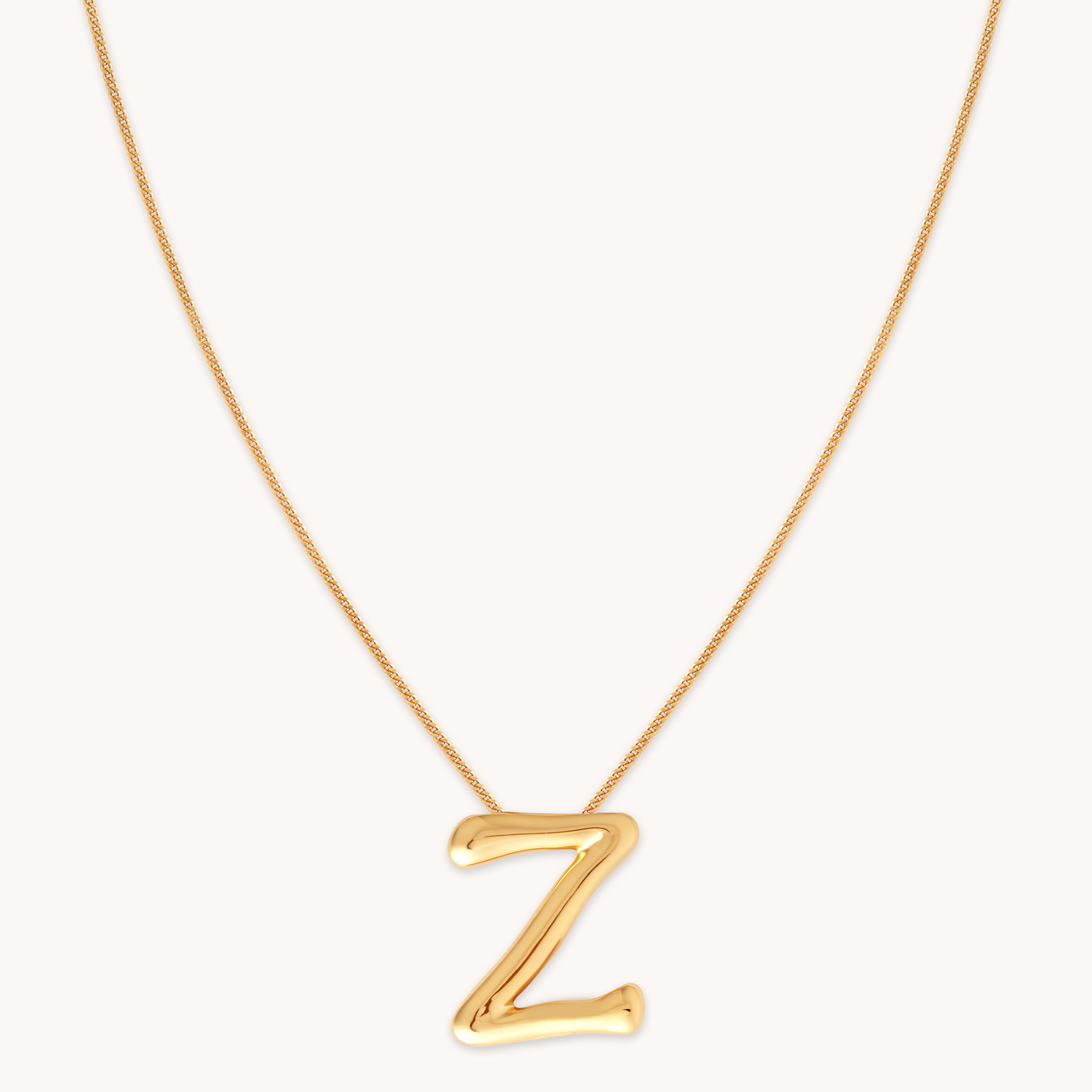 18k Gold Plated Jewellery - Z Initial Bold Pendant Necklace in Gold - Pendant Necklace - Astrid & Miyu