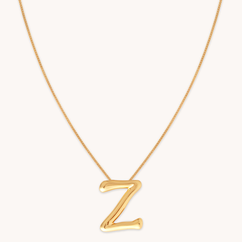 18k Gold Plated Jewellery - Z Initial Bold Pendant Necklace in Gold - Pendant Necklace - Astrid & Miyu