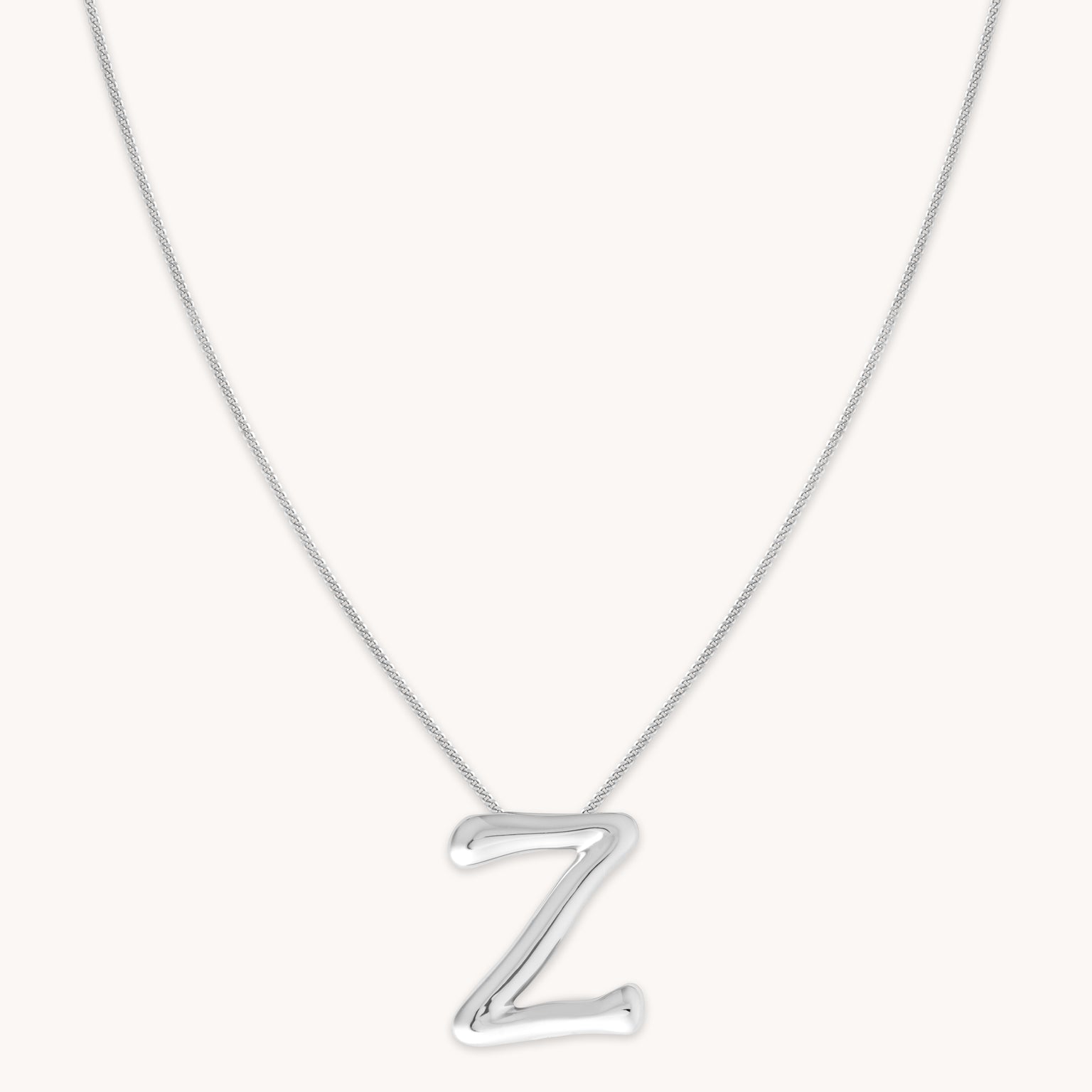 Necklaces & Bracelets - Z Initial Bold Pendant Necklace in Silver - Pendant Necklace - Astrid & Miyu