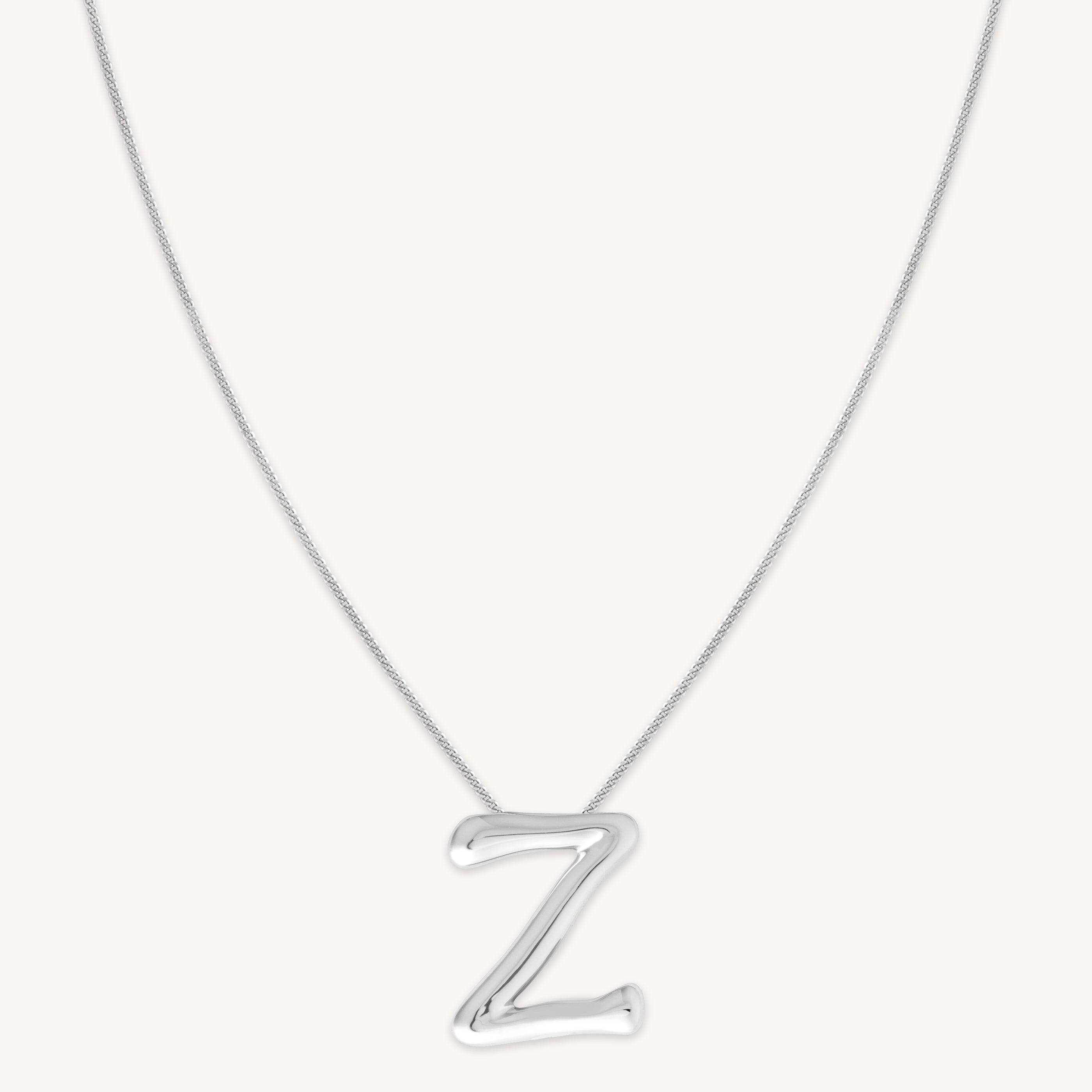 Necklaces & Bracelets - Z Initial Bold Pendant Necklace in Silver - Pendant Necklace - Astrid & Miyu