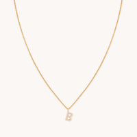 18k Gold Plated Jewellery - B Initial Pavé Pendant Necklace in Gold - Pendant Necklace - Astrid & Miyu