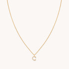 18k Gold Plated Jewellery - C Initial Pavé Pendant Necklace in Gold - Pendant Necklace - Astrid & Miyu