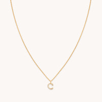 18k Gold Plated Jewellery - C Initial Pavé Pendant Necklace in Gold - Pendant Necklace - Astrid & Miyu