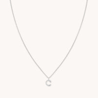 Gemstone Necklaces - C Initial Pavé Pendant Necklace in Silver - Pendant Necklace - Astrid & Miyu