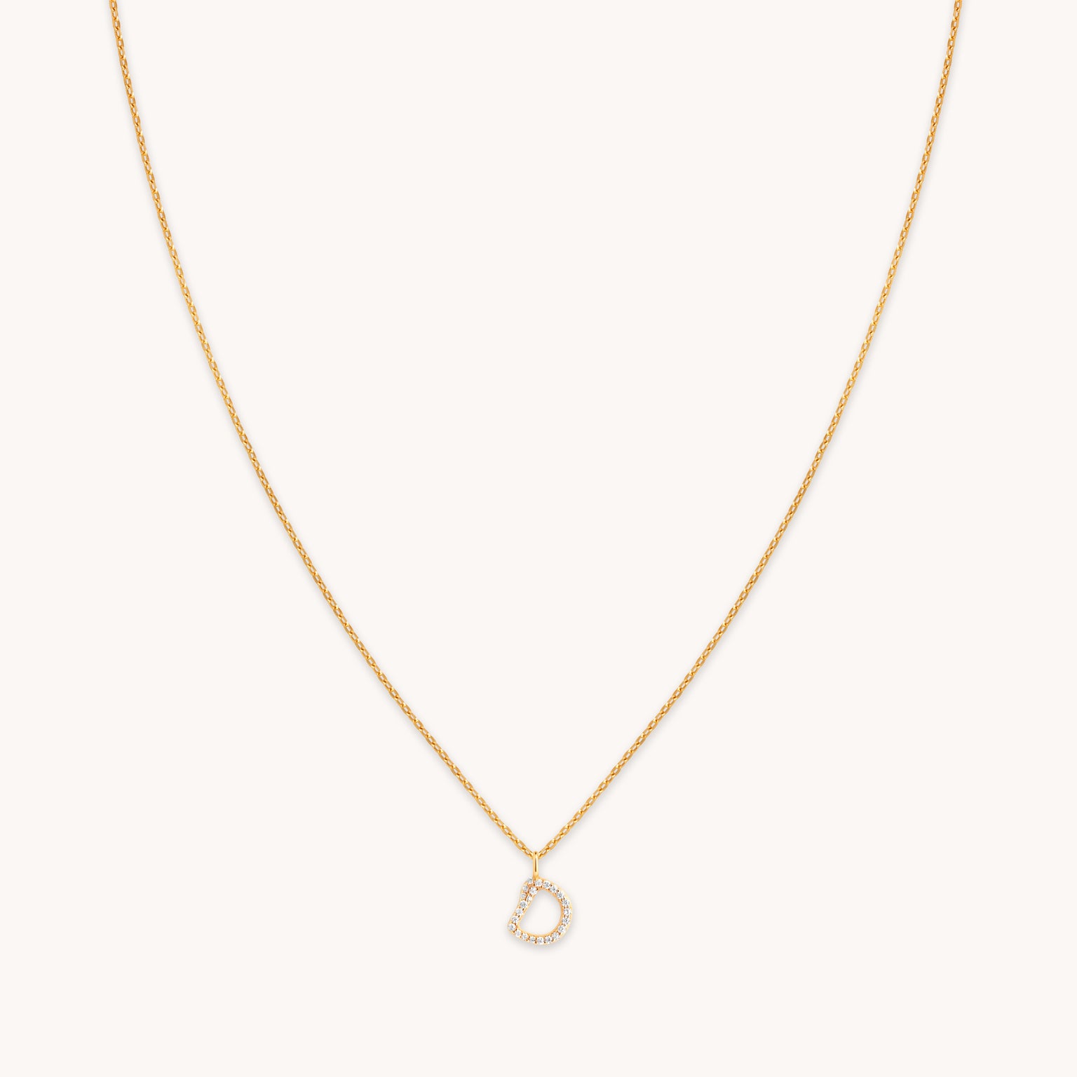 18k Gold Plated Jewellery - D Initial Pavé Pendant Necklace in Gold - Pendant Necklace - Astrid & Miyu