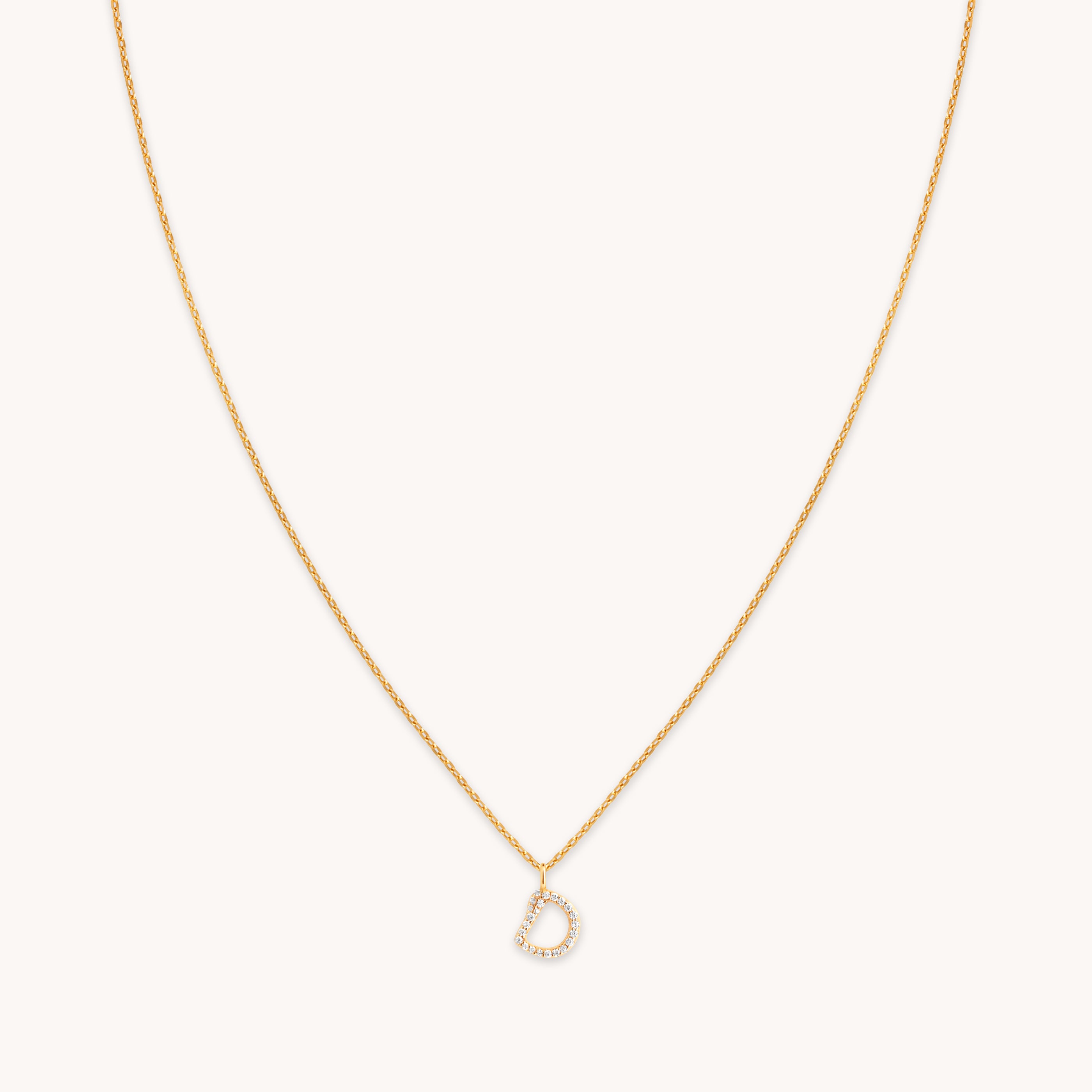 18k Gold Plated Jewellery - D Initial Pavé Pendant Necklace in Gold - Pendant Necklace - Astrid & Miyu