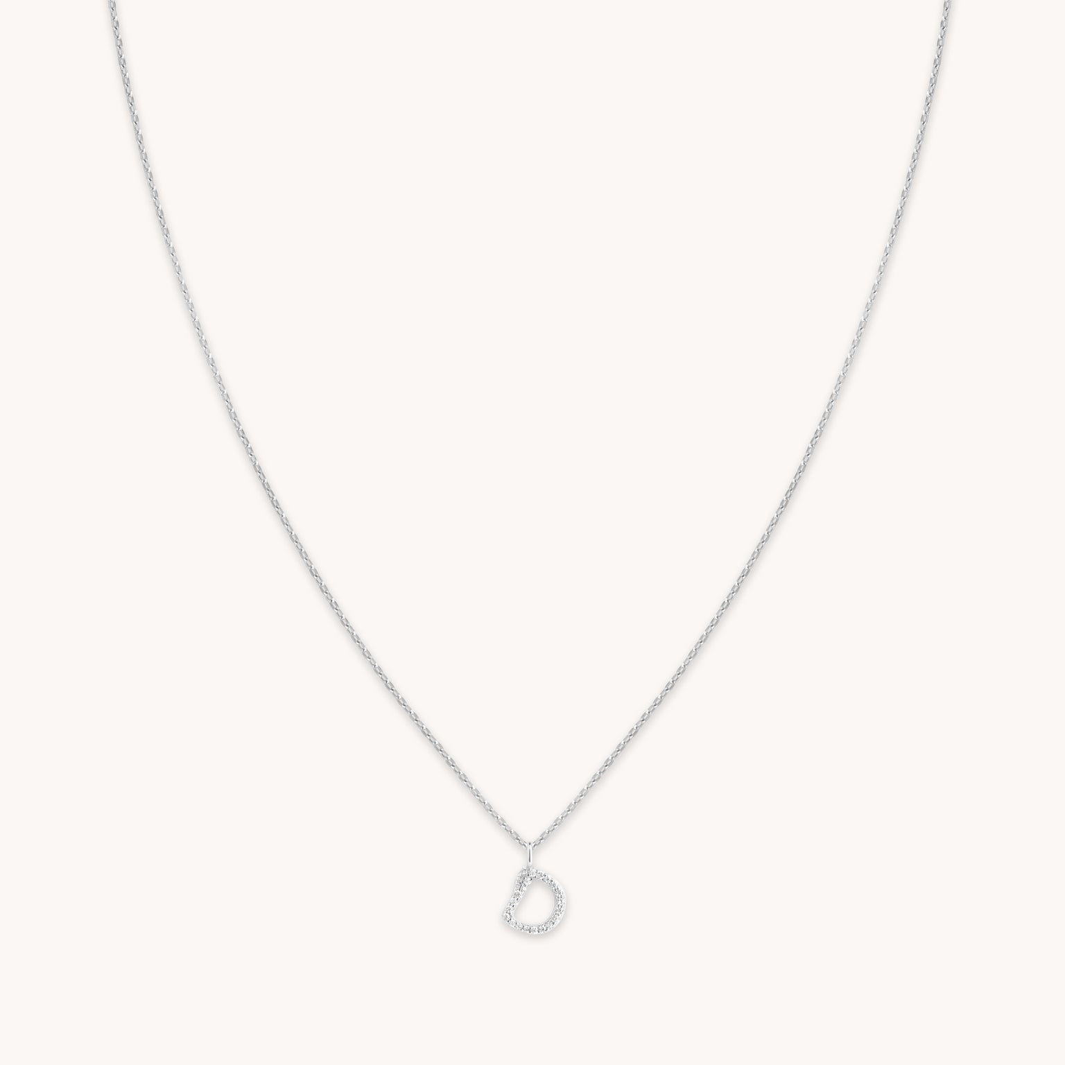 Gemstone Necklaces - D Initial Pavé Pendant Necklace in Silver - Pendant Necklace - Astrid & Miyu