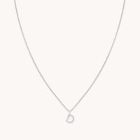 Gemstone Necklaces - D Initial Pavé Pendant Necklace in Silver - Pendant Necklace - Astrid & Miyu