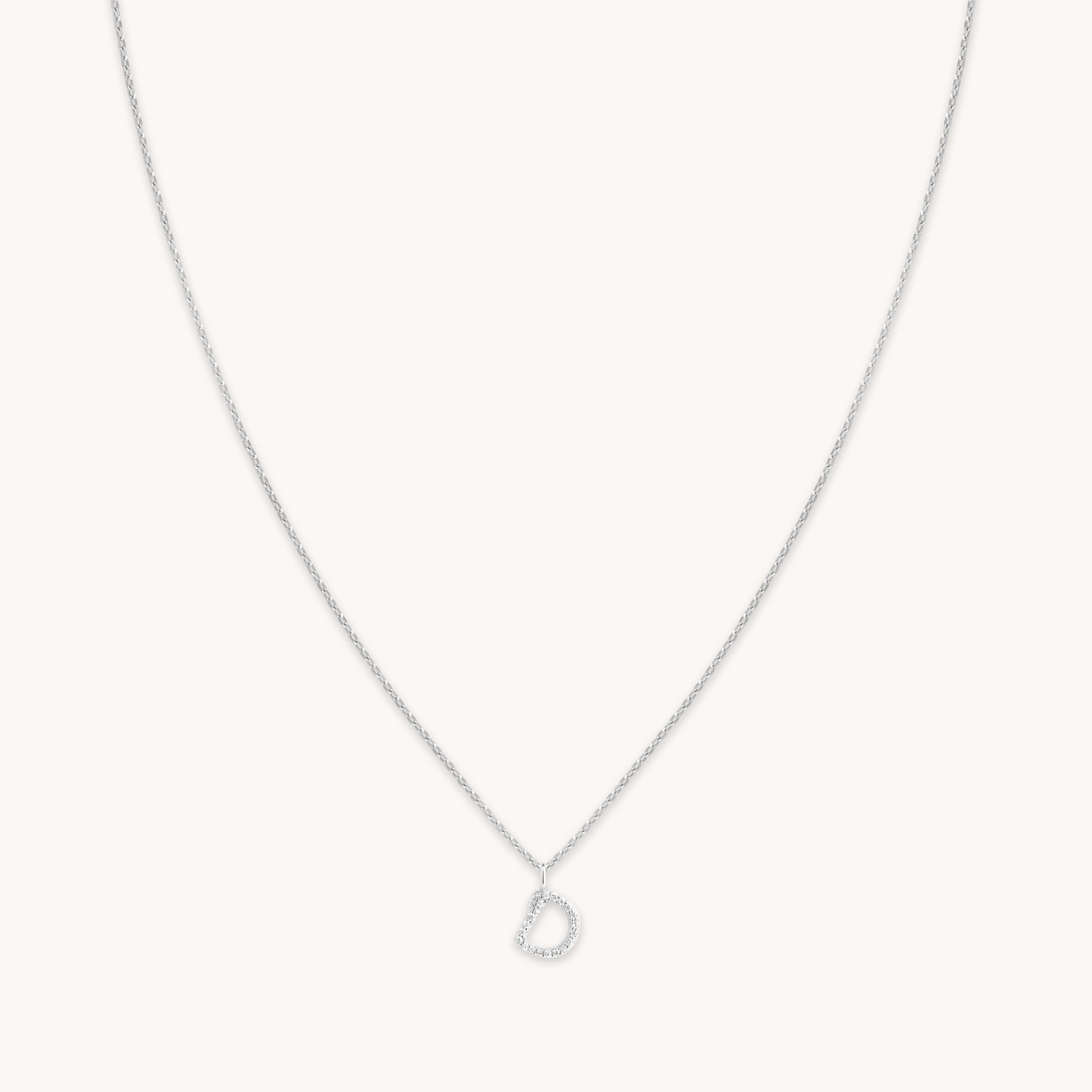 Gemstone Necklaces - D Initial Pavé Pendant Necklace in Silver - Pendant Necklace - Astrid & Miyu