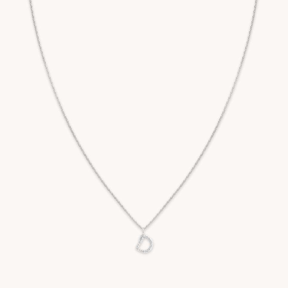 Gemstone Necklaces - D Initial Pavé Pendant Necklace in Silver - Pendant Necklace - Astrid & Miyu