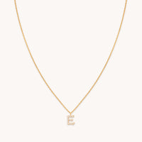18k Gold Plated Jewellery - E Initial Pavé Pendant Necklace in Gold - Pendant Necklace - Astrid & Miyu