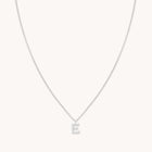 Gemstone Necklaces - E Initial Pavé Pendant Necklace in Silver - Pendant Necklace - Astrid & Miyu