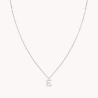 Gemstone Necklaces - E Initial Pavé Pendant Necklace in Silver - Pendant Necklace - Astrid & Miyu