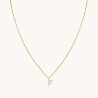 18k Gold Plated Jewellery - F Initial Pavé Pendant Necklace in Gold - Pendant Necklaces - Astrid & Miyu