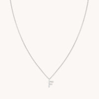Gemstone Necklaces - F Initial Pavé Pendant Necklace in Silver - Pendant Necklace - Astrid & Miyu