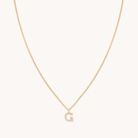 18k Gold Plated Jewellery - G Initial Pavé Pendant Necklace in Gold - Pendant Necklace - Astrid & Miyu