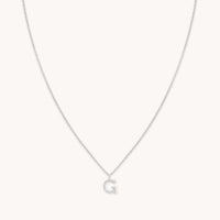 Gemstone Necklaces - G Initial Pavé Pendant Necklace in Silver - Pendant Necklace - Astrid & Miyu