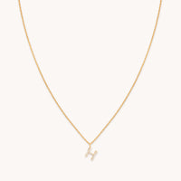 18k Gold Plated Jewellery - H Initial Pavé Pendant Necklace in Gold - Pendant Necklace - Astrid & Miyu