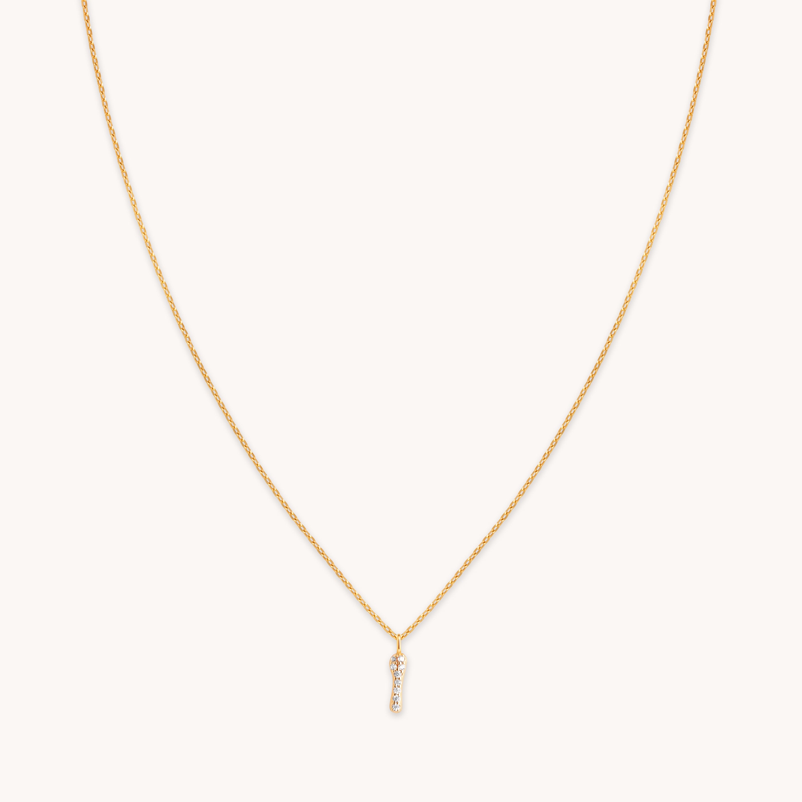 18k Gold Plated Jewellery - I Initial Pavé Pendant Necklace in Gold - Pendant Necklace - Astrid & Miyu