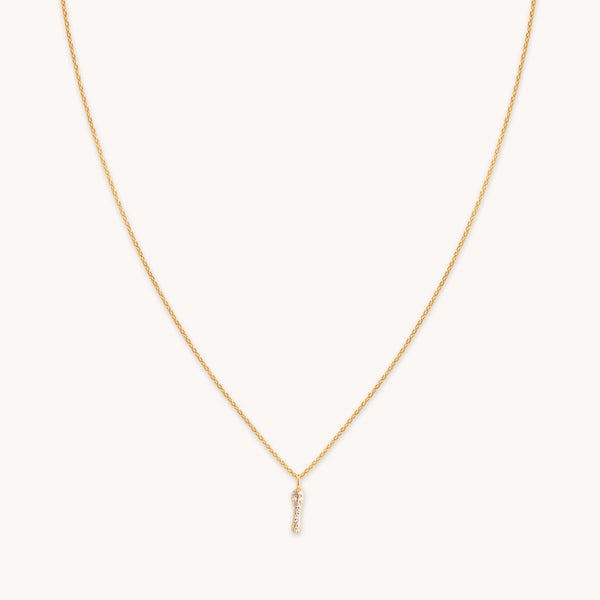 18k Gold Plated Jewellery - I Initial Pavé Pendant Necklace in Gold - Pendant Necklace - Astrid & Miyu
