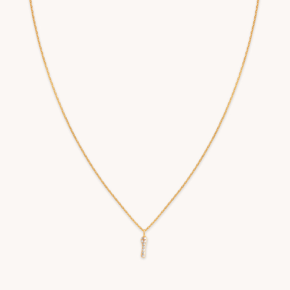 18k Gold Plated Jewellery - I Initial Pavé Pendant Necklace in Gold - Pendant Necklace - Astrid & Miyu
