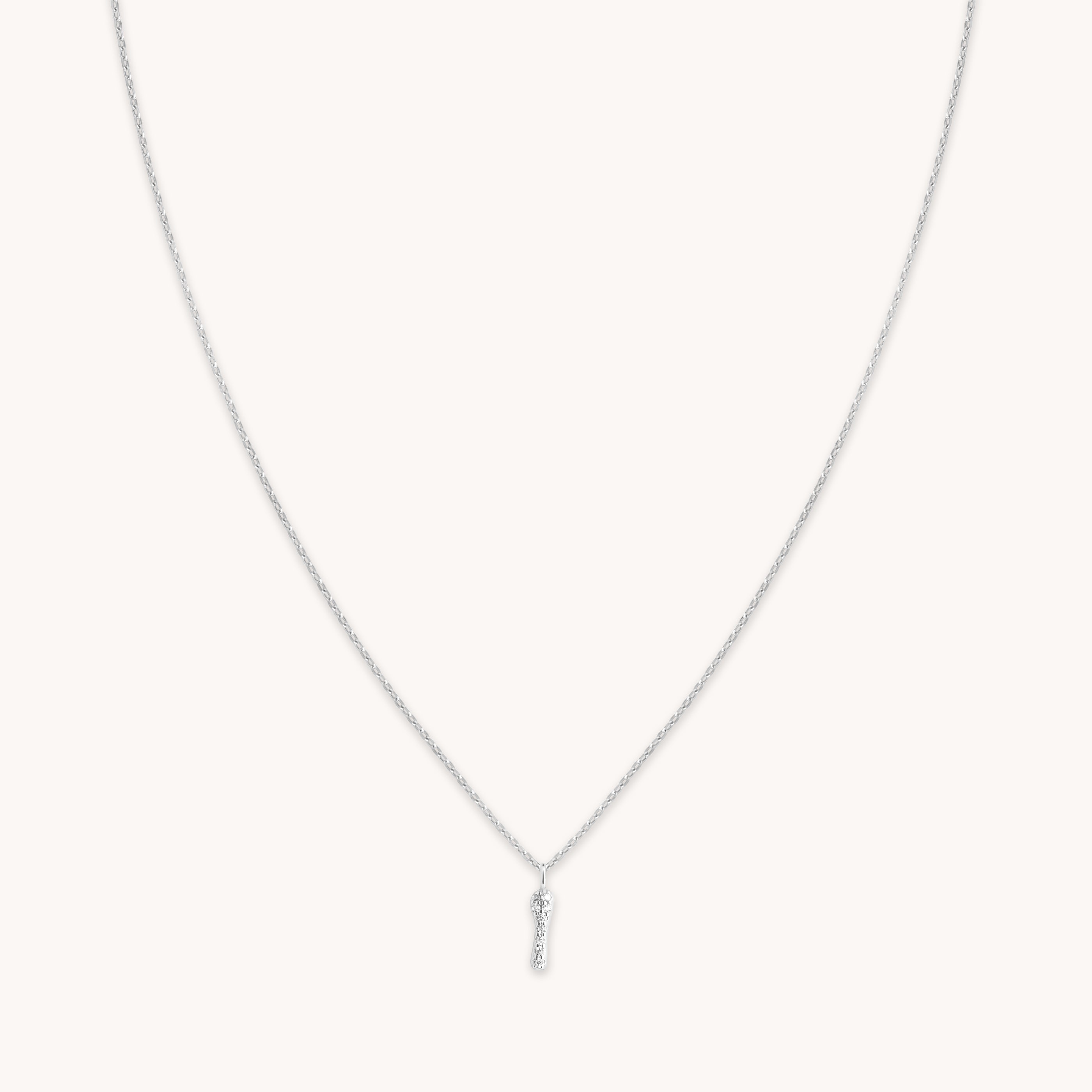 Gemstone Necklaces - I Initial Pavé Pendant Necklace in Silver - Pendant Necklace - Astrid & Miyu