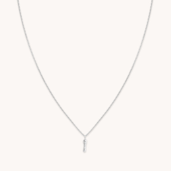 Gemstone Necklaces - I Initial Pavé Pendant Necklace in Silver - Pendant Necklace - Astrid & Miyu