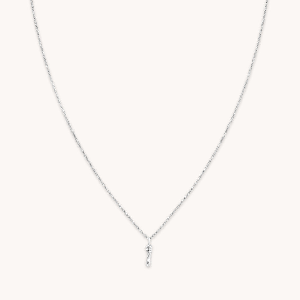 Gemstone Necklaces - I Initial Pavé Pendant Necklace in Silver - Pendant Necklace - Astrid & Miyu