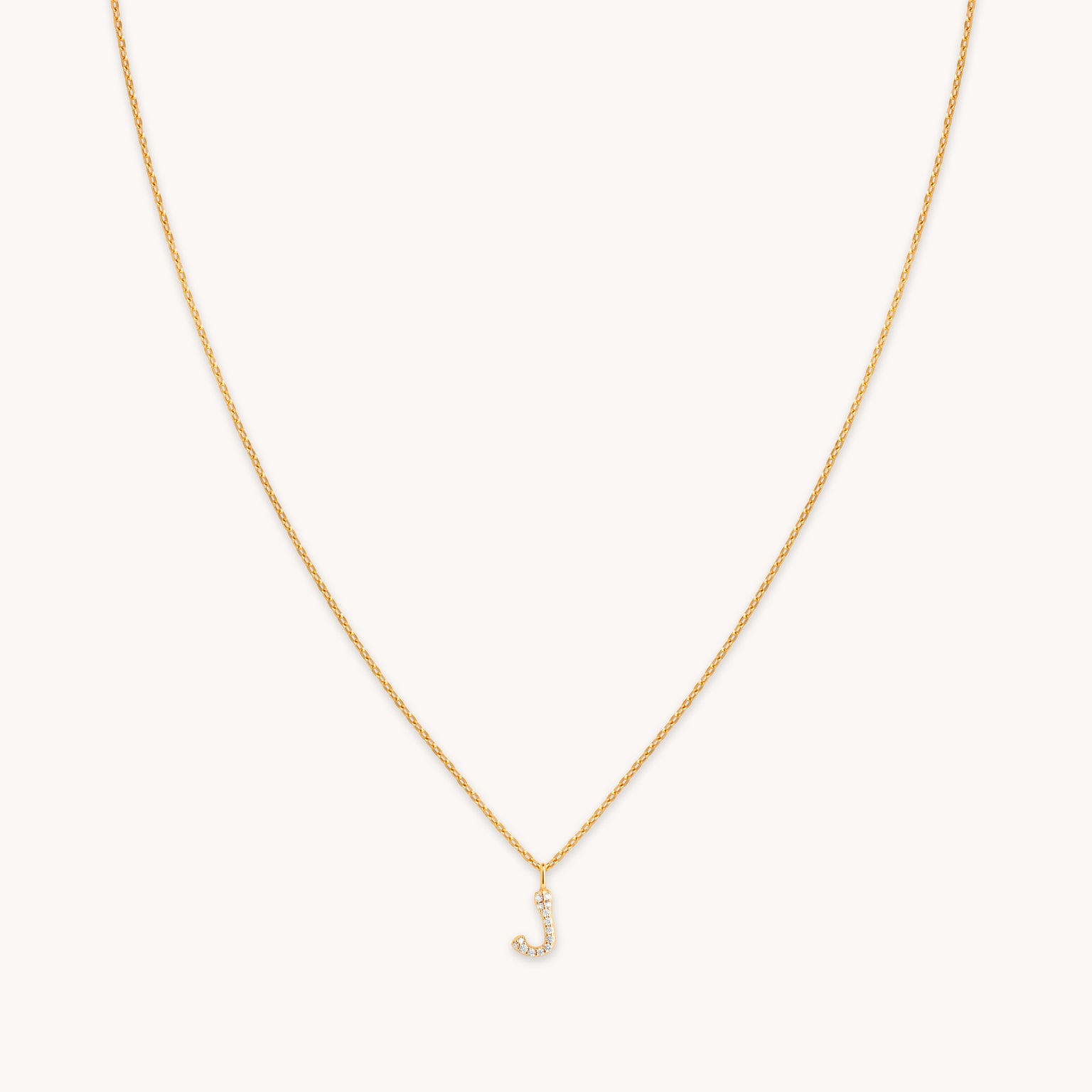 18k Gold Plated Jewellery - J Initial Pavé Pendant Necklace in Gold - Pendant Necklace - Astrid & Miyu