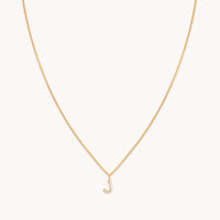 18k Gold Plated Jewellery - J Initial Pavé Pendant Necklace in Gold - Pendant Necklace - Astrid & Miyu