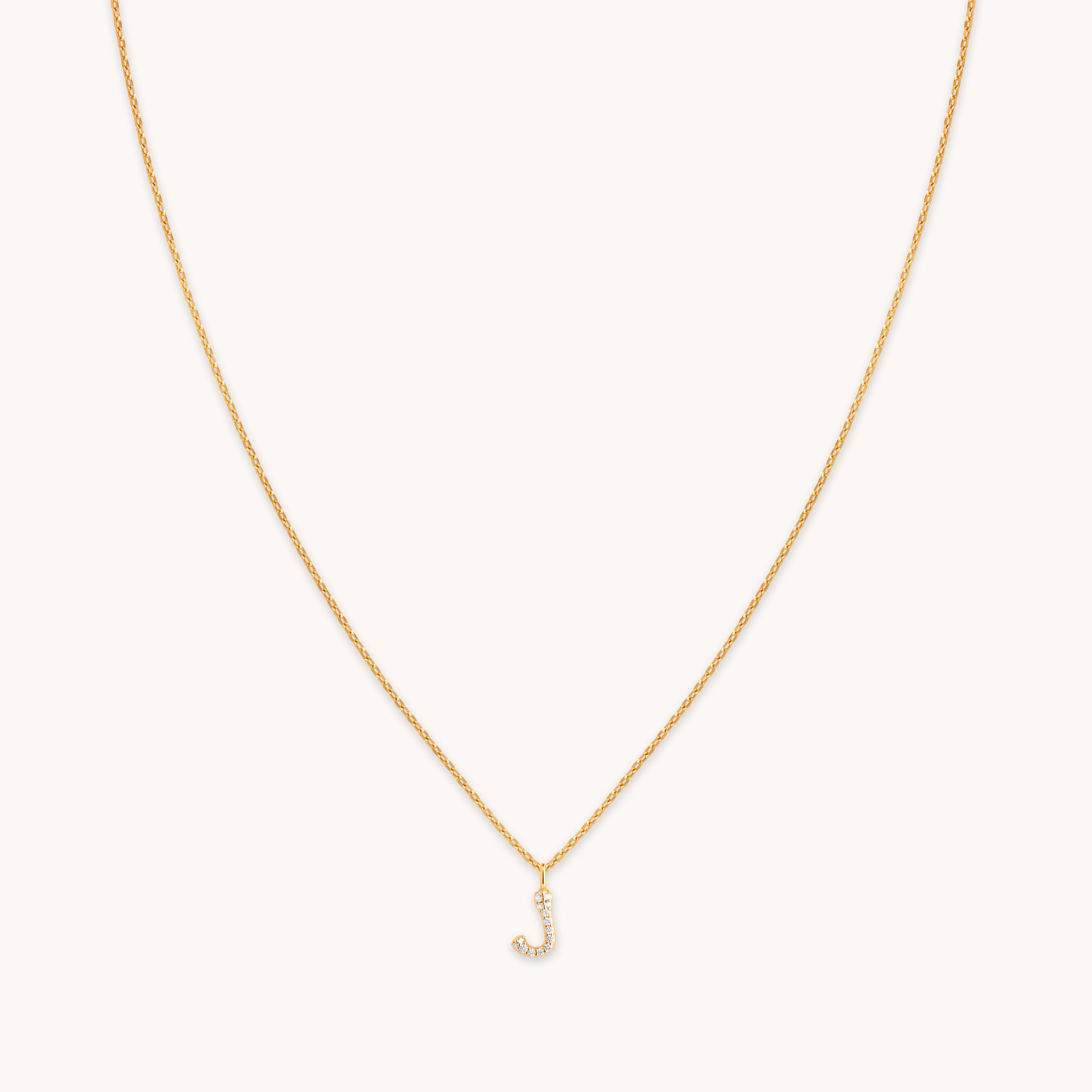 18k Gold Plated Jewellery - J Initial Pavé Pendant Necklace in Gold - Pendant Necklace - Astrid & Miyu