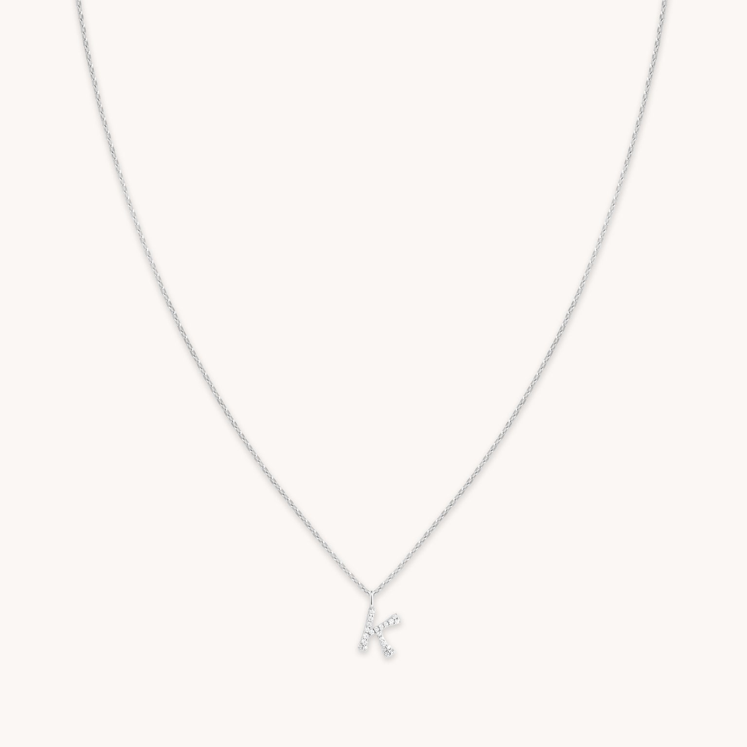 Gemstone Necklaces - K Initial Pavé Pendant Necklace in Silver - Pendant Necklace - Astrid & Miyu