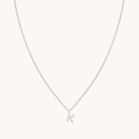 Gemstone Necklaces - K Initial Pavé Pendant Necklace in Silver - Pendant Necklace - Astrid & Miyu