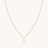 18k Gold Plated Jewellery - L Initial Pavé Pendant Necklace in Gold - Pendant Necklace - Astrid & Miyu