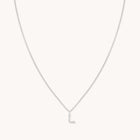 Gemstone Necklaces - L Initial Pavé Pendant Necklace in Silver - Pendant Necklace - Astrid & Miyu