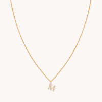 18k Gold Plated Jewellery - M Initial Pavé Pendant Necklace in Gold - Pendant Necklace - Astrid & Miyu