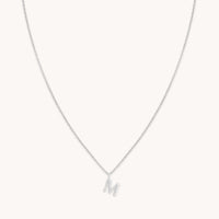 Gemstone Necklaces - M Initial Pavé Pendant Necklace in Silver - Pendant Necklace - Astrid & Miyu