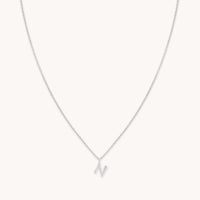 Gemstone Necklaces - N Initial Pavé Pendant Necklace in Silver - Pendant Necklace - Astrid & Miyu
