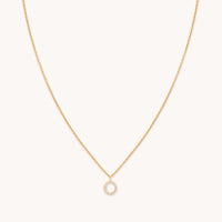18k Gold Plated Jewellery - O Initial Pavé Pendant Necklace in Gold - Pendant Necklace - Astrid & Miyu