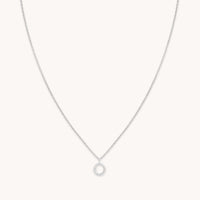 Gemstone Necklaces - O Initial Pavé Pendant Necklace in Silver - Pendant Necklace - Astrid & Miyu