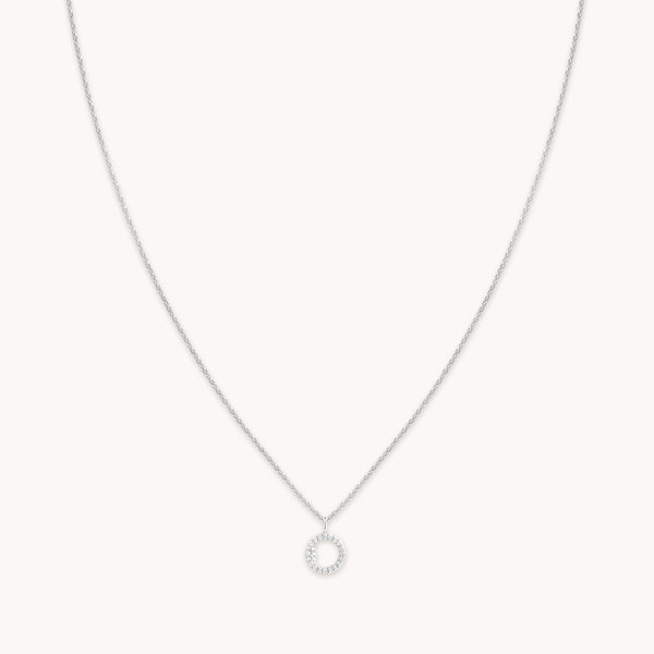 Gemstone Necklaces - O Initial Pavé Pendant Necklace in Silver - Pendant Necklace - Astrid & Miyu